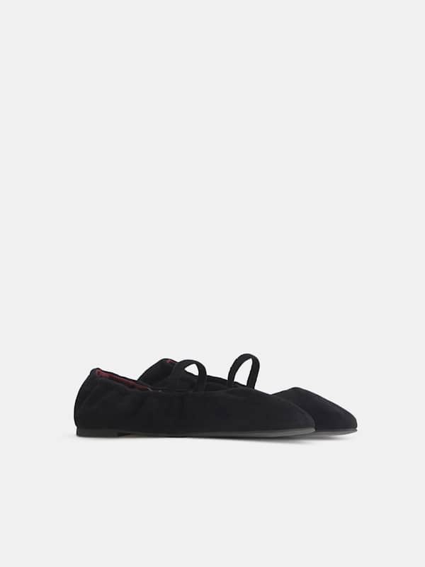 Buffy Ruched Ballet Flat - Black Suede