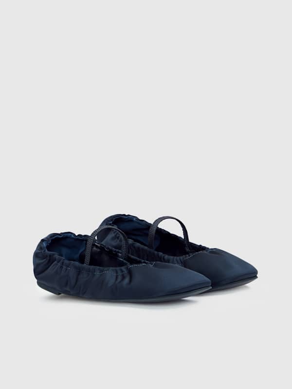 Buffy Ruched Ballet Flat - Midnight Satin