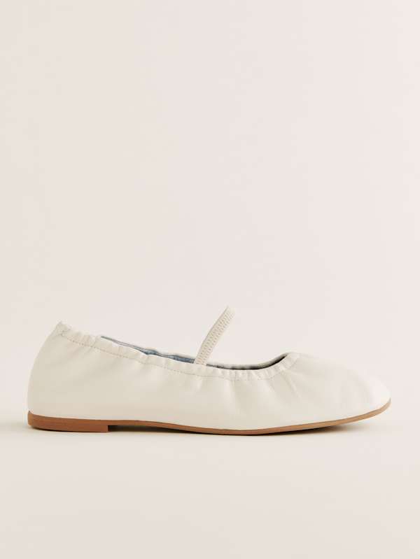 Buffy Ruched Ballet Flat - White Leather
