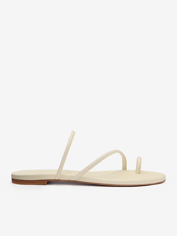 Ludo Toe Ring Strappy Flat Sandal - Almond Leather