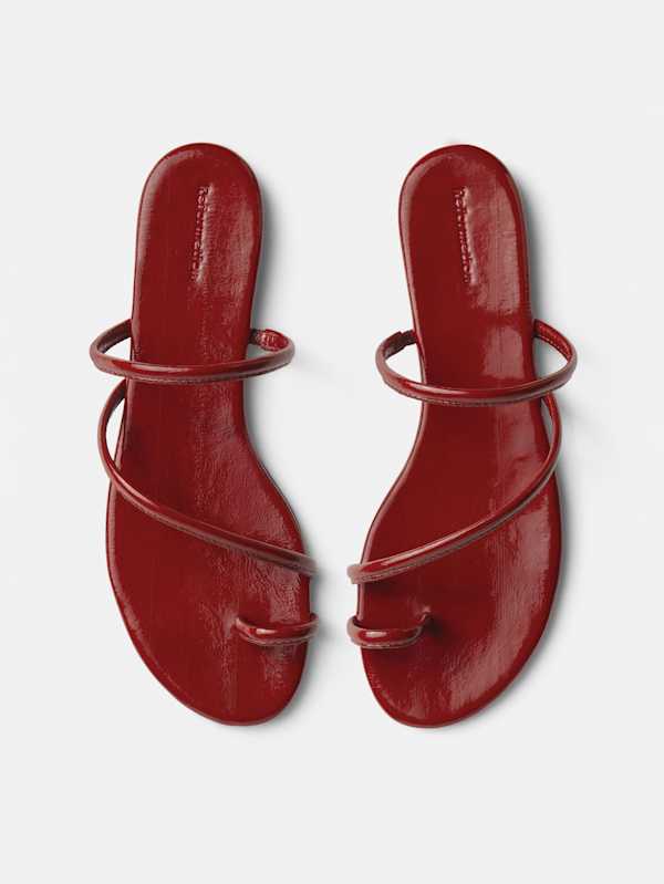 Ludo Toe Ring Strappy Flat Sandal - Ladybug Eel