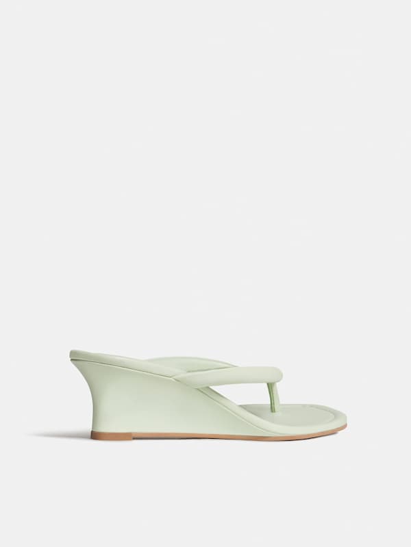 Amelia Thong Wedge Sandal - Jelly Mint Leather