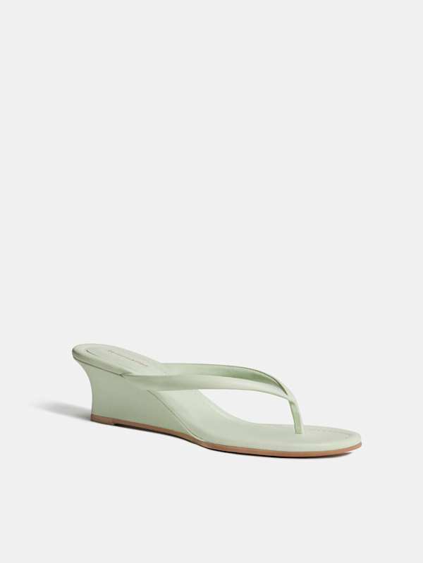 Amelia Thong Wedge Sandal - Jelly Mint Leather