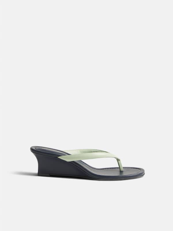Amelia Thong Wedge Sandal - Jelly Mint Midnight Leather