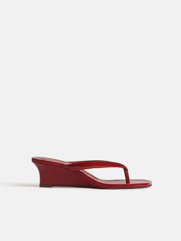 Amelia Thong Wedge Sandal - Ladybug Eel