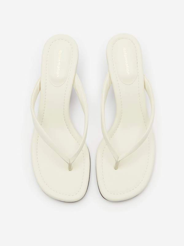 Amelia Thong Wedge Sandal - White Brown