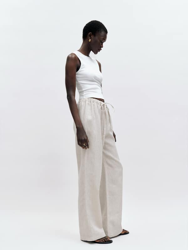Olina Linen Pant - Oatmeal