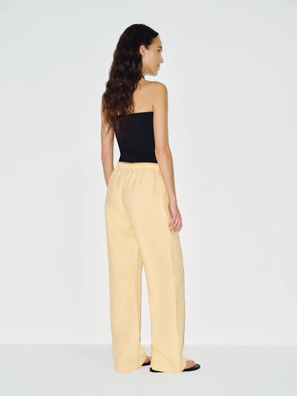 Olina Linen Pant - Parmesan Embroidery