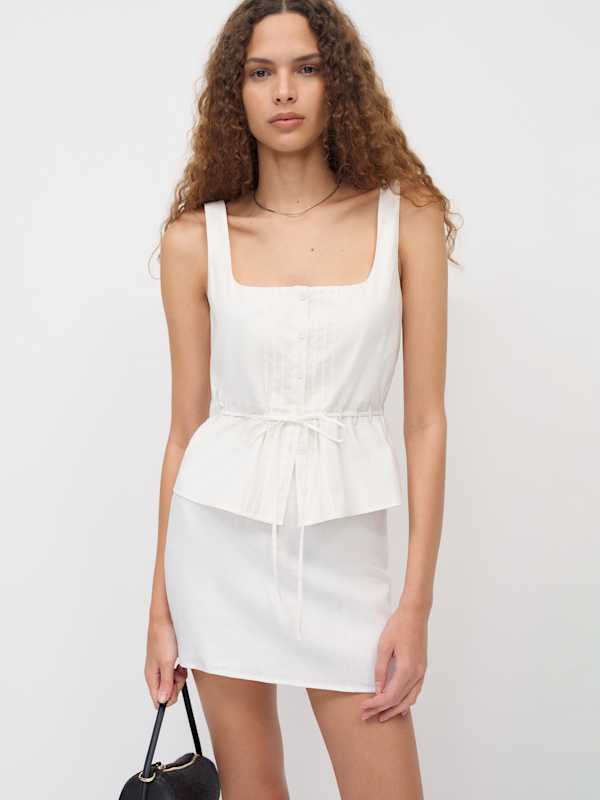 Veranda Linen Skirt - White