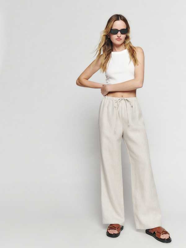 Petites Olina Linen Pant - Oatmeal