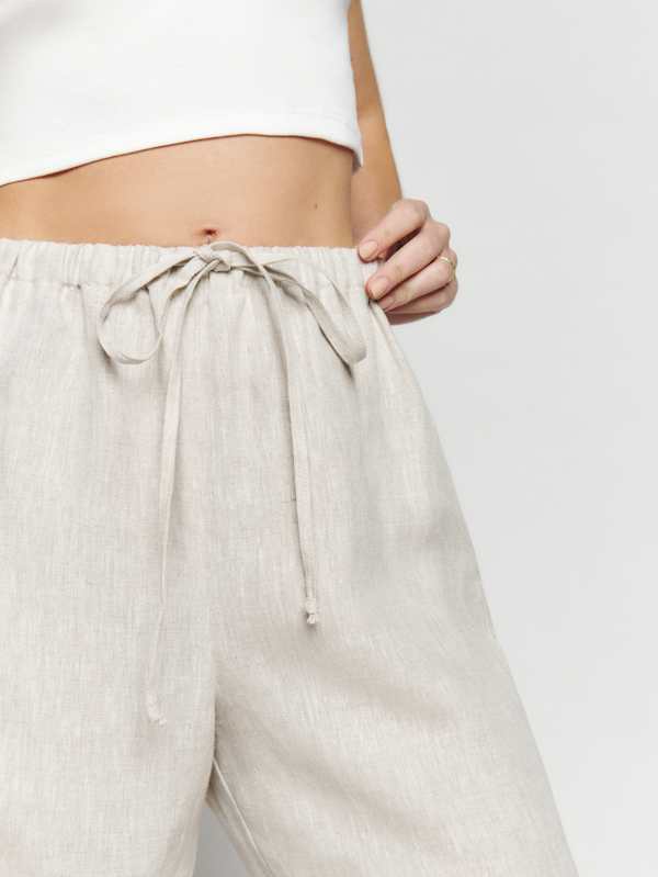 Petites Olina Linen Pant - Oatmeal