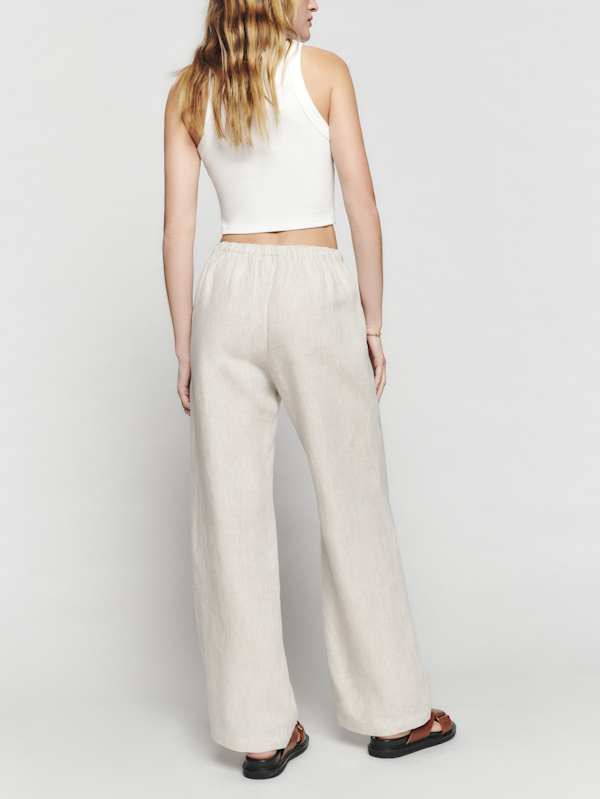 Petites Olina Linen Pant - Oatmeal