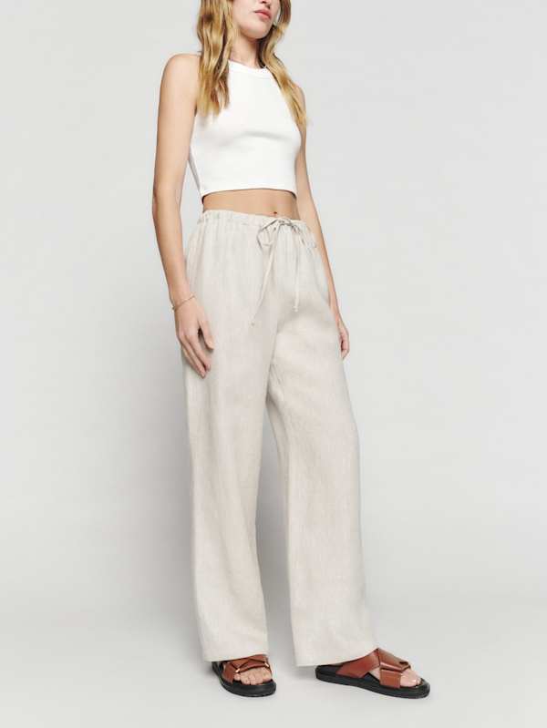 Petites Olina Linen Pant - Oatmeal