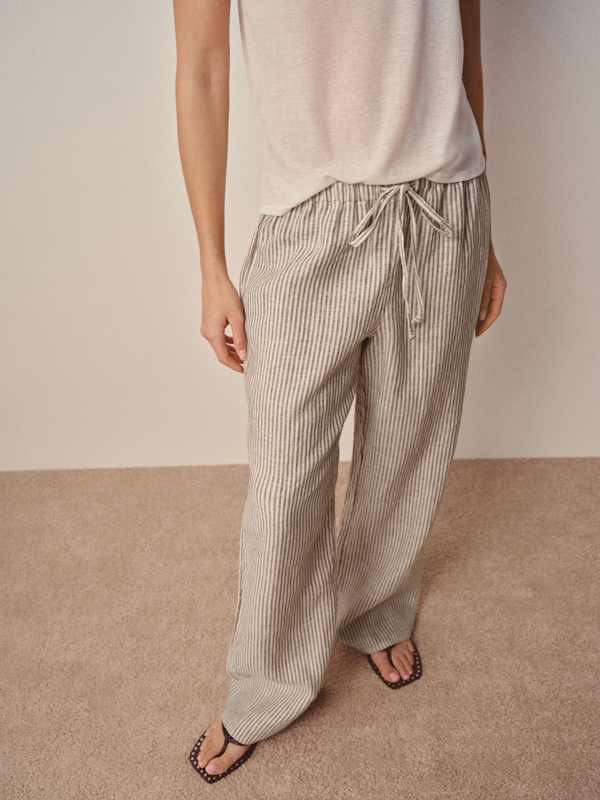 Petites Olina Linen Pant - Vivienne Stripe