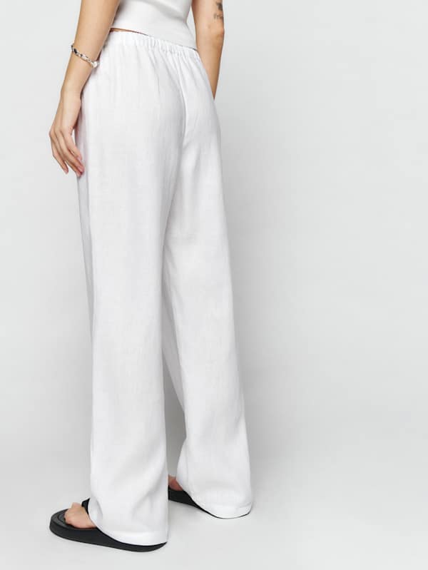 Petites Olina Linen Pant - White