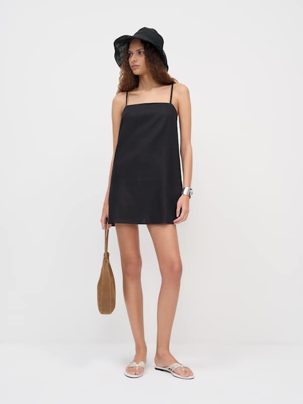Aubree Linen Dress - Black