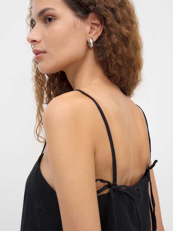 Aubree Linen Dress - Black