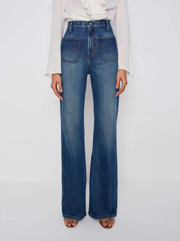 Alyssa Stretch High Rise Wide Leg Long Jeans - Mellusine