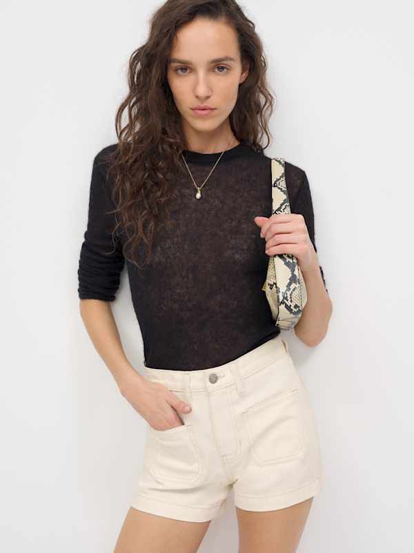 Alyssa Stretch High Rise 3.5&rdquo; Jean Shorts - Fior Di Latte