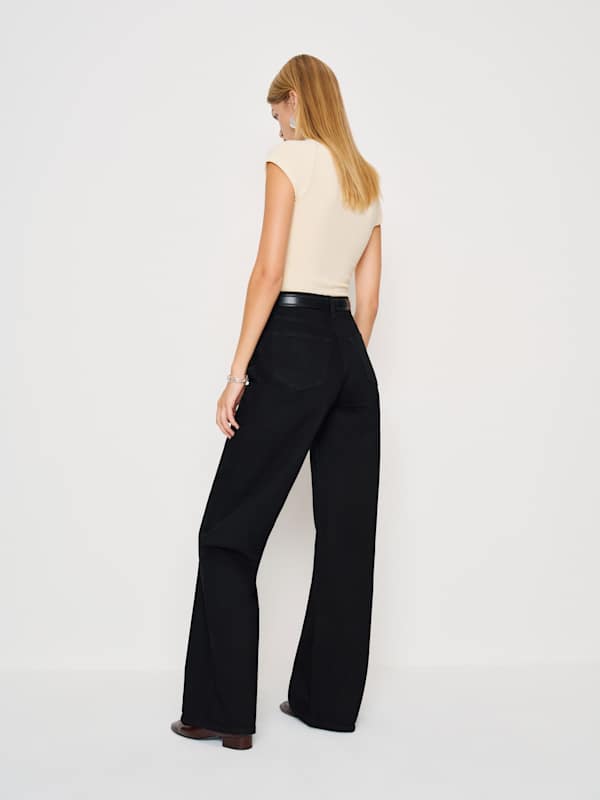 Cary High Rise Slouchy Wide Leg Jeans - Black