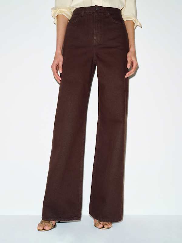 Cary High Rise Slouchy Wide Leg Jeans - Mole