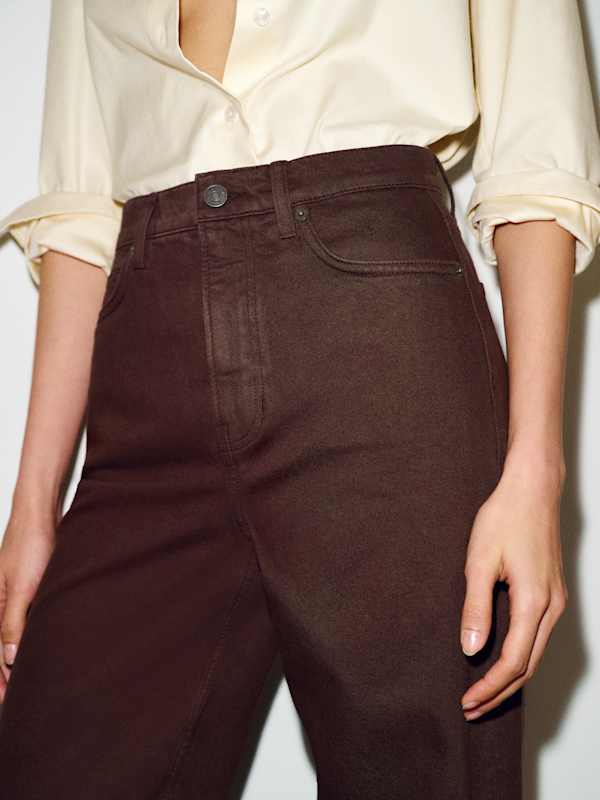 Cary High Rise Slouchy Wide Leg Jeans - Mole
