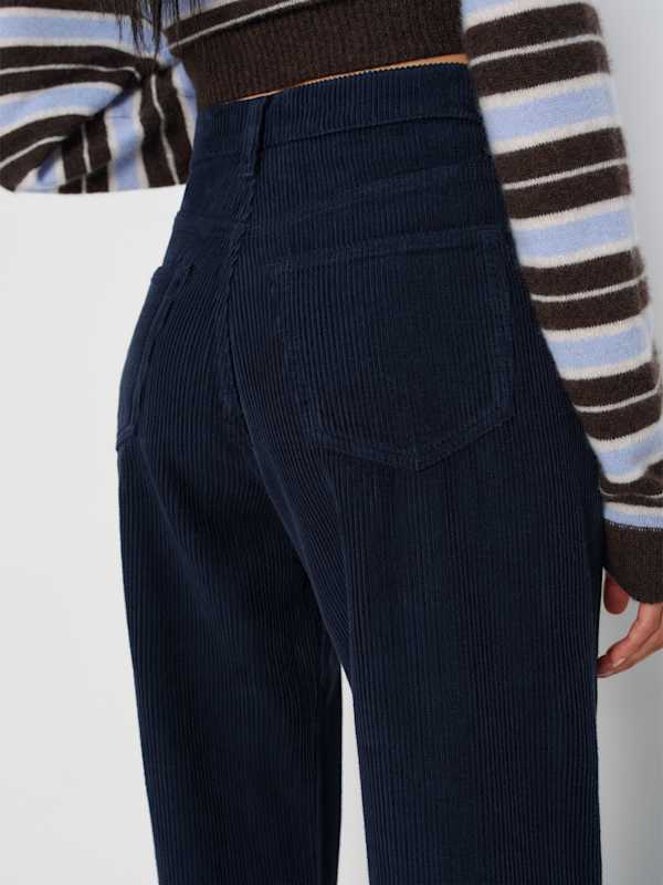 Cary High Rise Slouchy Wide Leg Jeans - Navy Corduroy