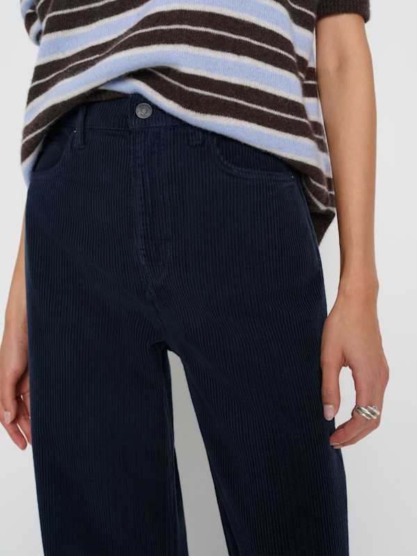 Cary High Rise Slouchy Wide Leg Jeans - Navy Corduroy