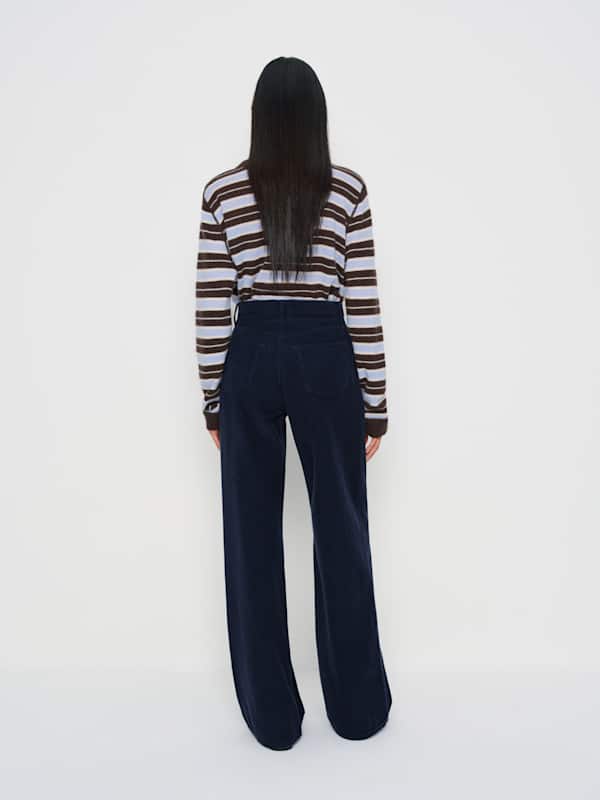 Cary High Rise Slouchy Wide Leg Jeans - Navy Corduroy