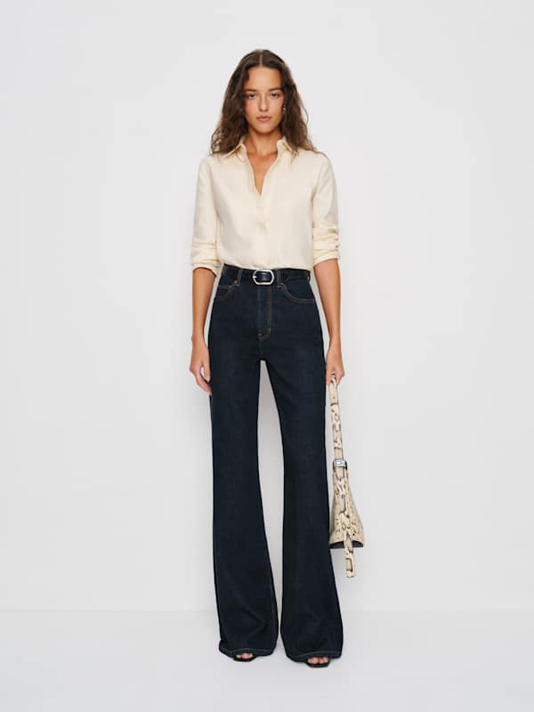 Cary High Rise Slouchy Wide Leg Jeans - Ondine