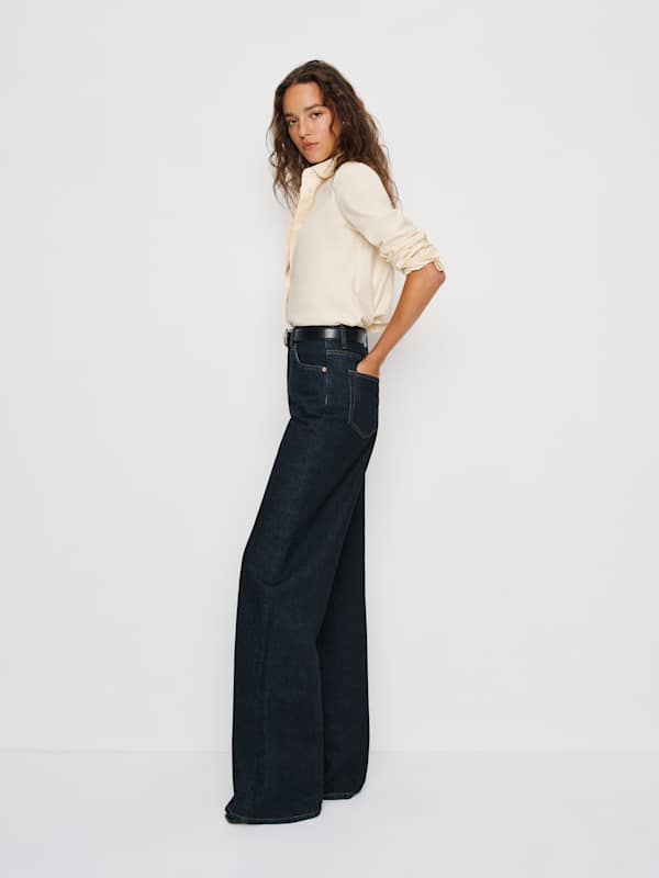 Cary High Rise Slouchy Wide Leg Jeans - Ondine