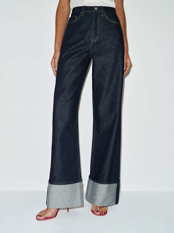 Cary High Rise Slouchy Wide Leg Jeans - Ondine Cuffed