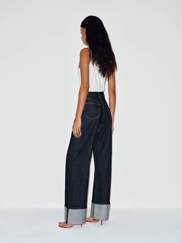 Cary High Rise Slouchy Wide Leg Jeans - Ondine Cuffed