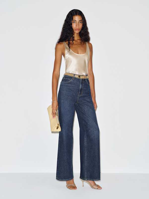Cary High Rise Slouchy Wide Leg Jeans - Titan