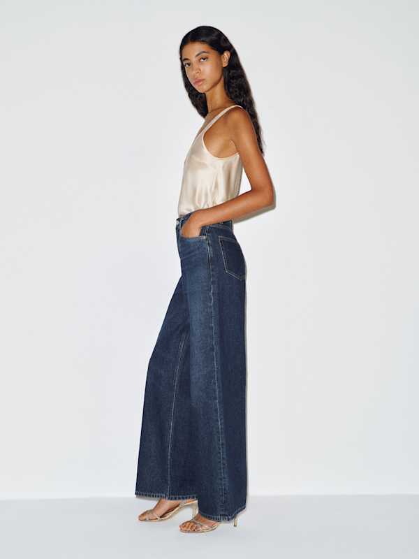 Cary High Rise Slouchy Wide Leg Jeans - Titan