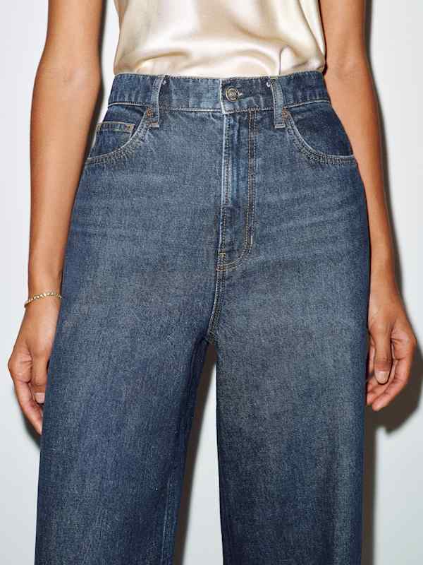 Cary High Rise Slouchy Wide Leg Jeans - Titan