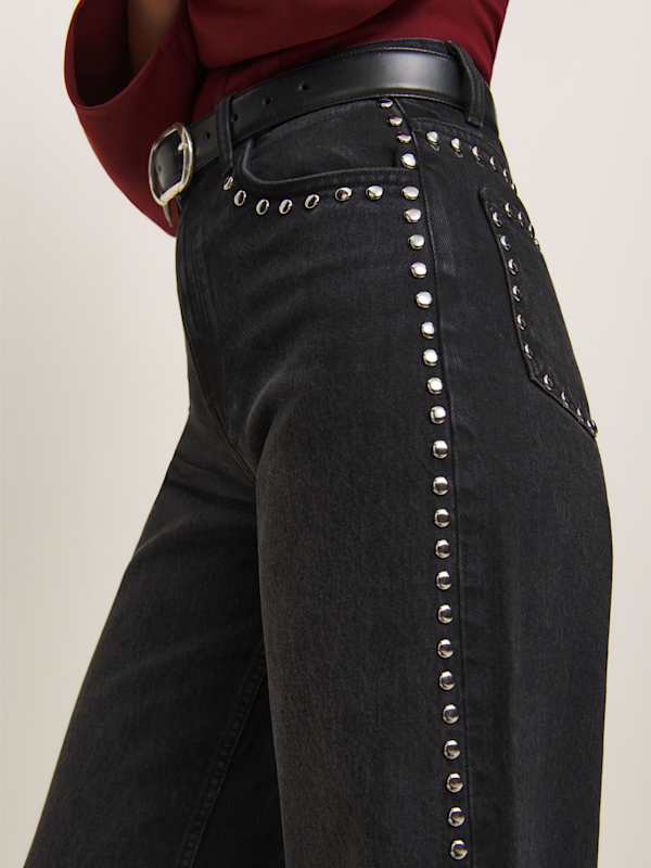Cary High Rise Slouchy Wide Leg Jeans - Vana Studded