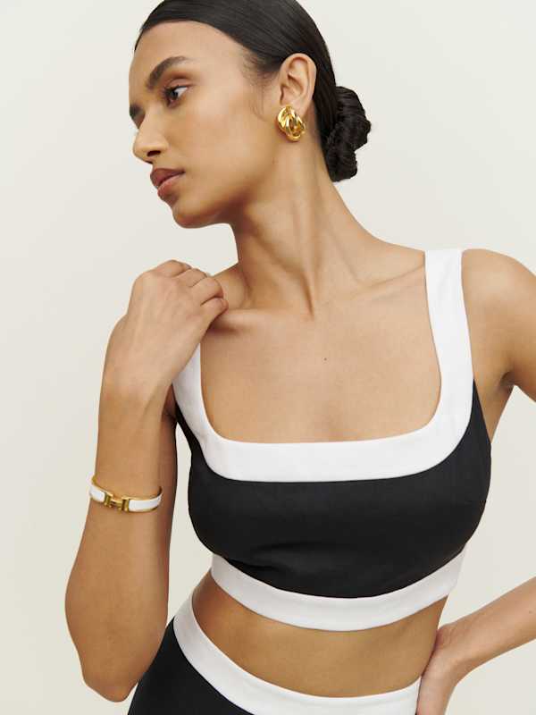 Robbie Linen Two Piece - Black White