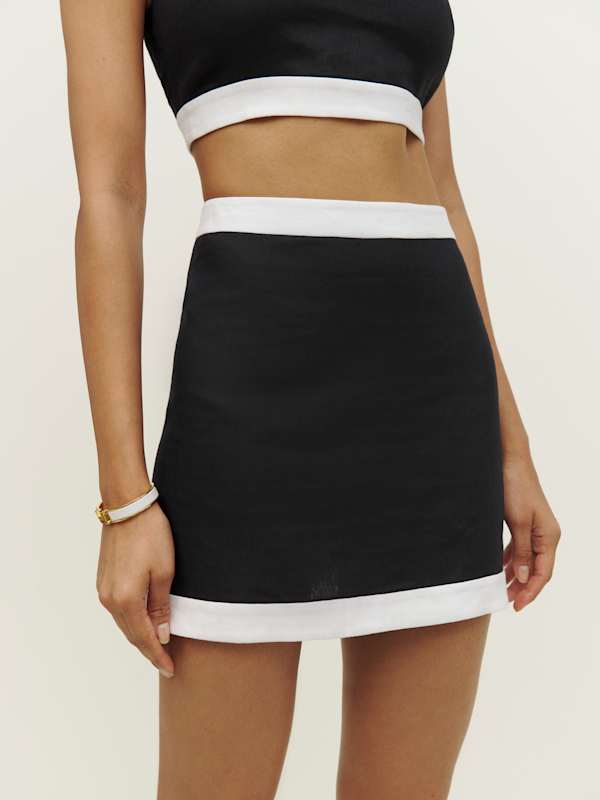 Robbie Linen Two Piece - Black White