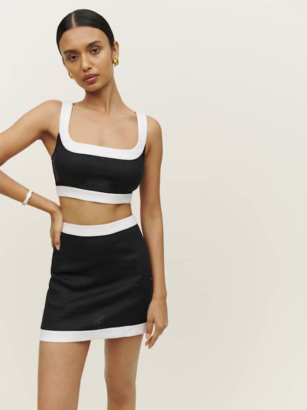 Robbie Linen Two Piece - Black White