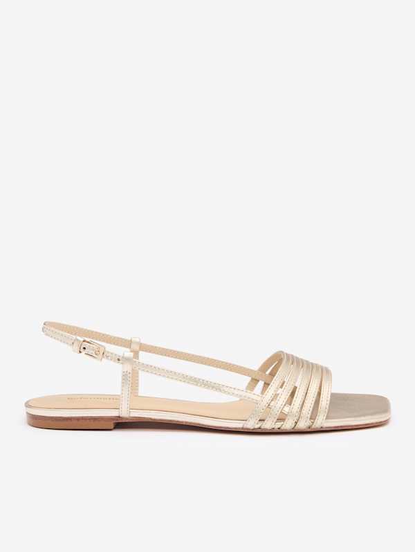 Millie Lattice Flat Sandal - Gold