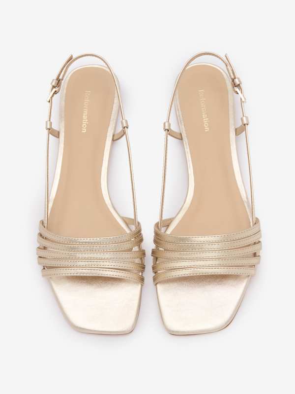 Millie Lattice Flat Sandal - Gold