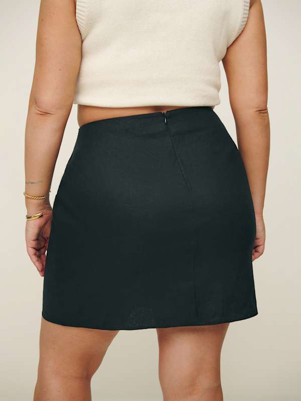 Veranda Linen Skirt Es - Black