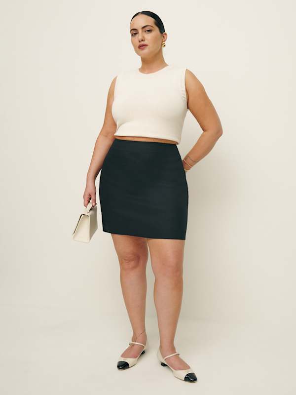 Veranda Linen Skirt Es - Black