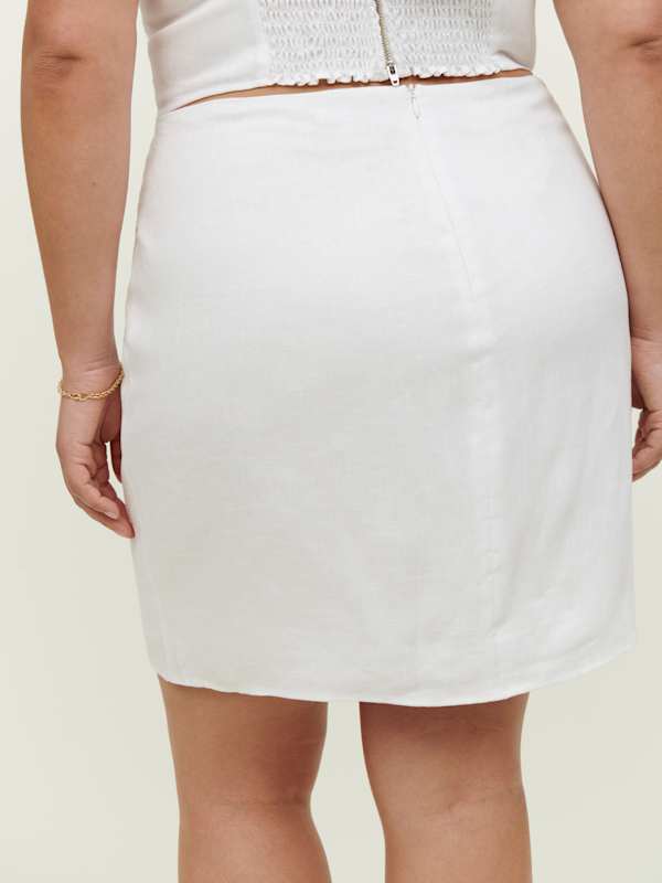 Veranda Linen Skirt Es - White