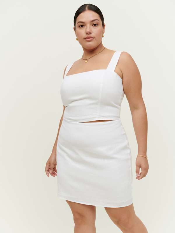 Veranda Linen Skirt Es - White