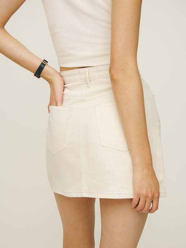 Lydia High Rise Denim Mini Skirt - Fior Di Latte