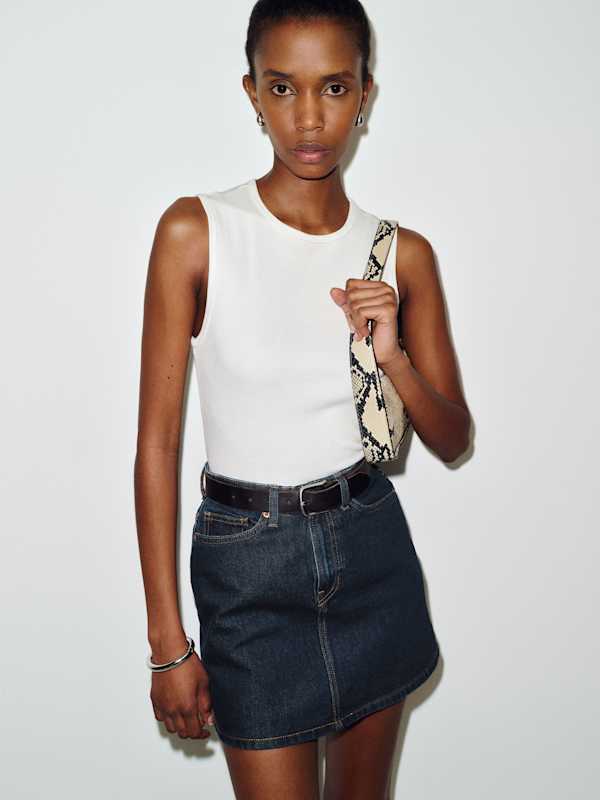 Lydia High Rise Denim Mini Skirt - Huron