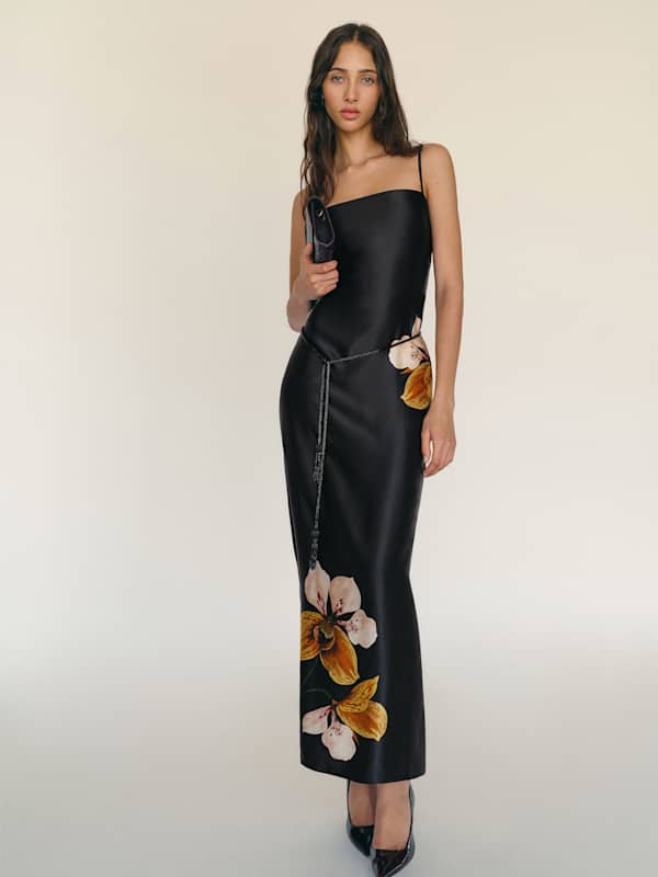 Petites Frankie Silk Dress - Painted Orchid Placement