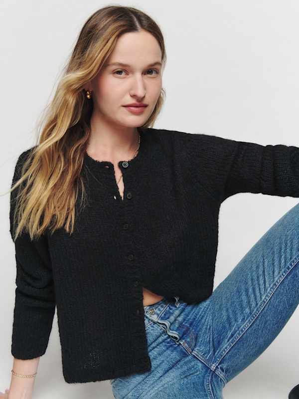 Clara Crew Cardigan - Black